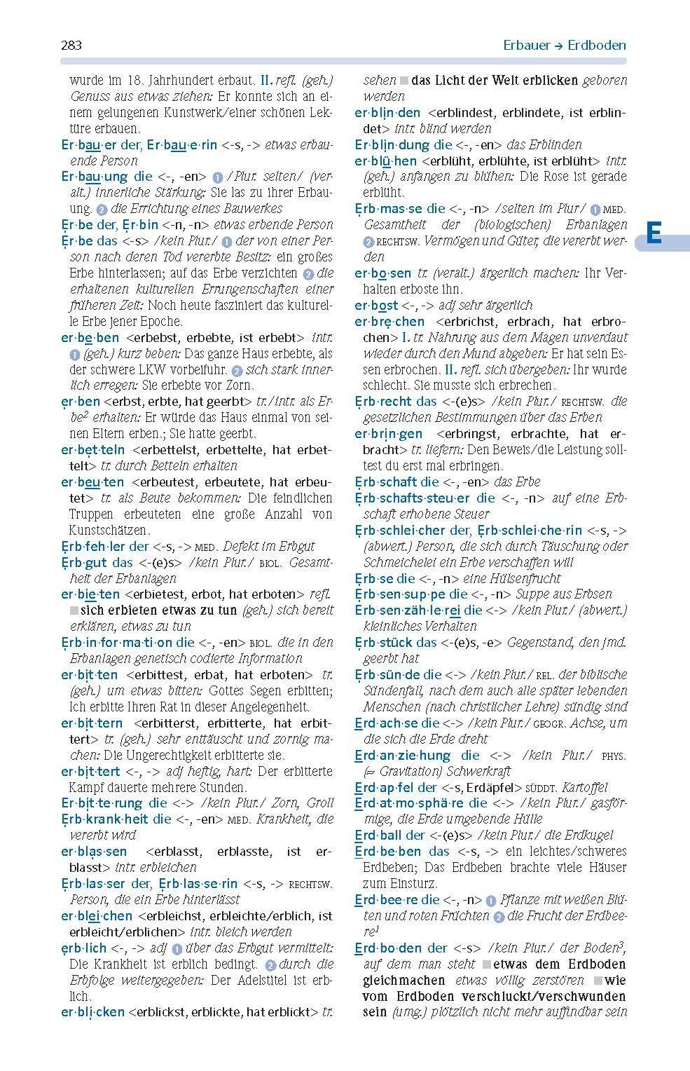 Beispielinhalt (Bild) PONS Das große Schulwörterbuch Deutsch