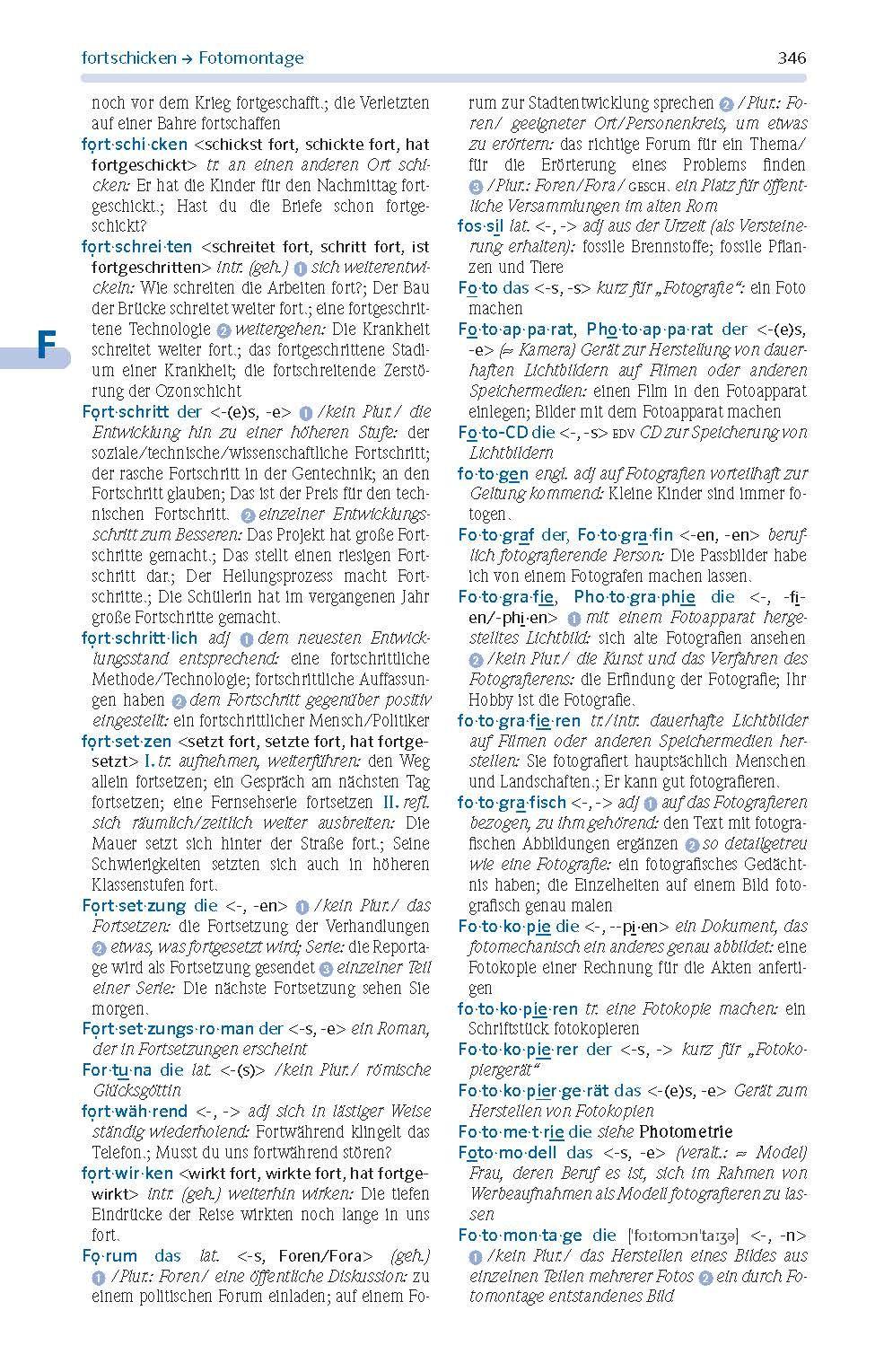 Beispielinhalt (Bild) PONS Das große Schulwörterbuch Deutsch