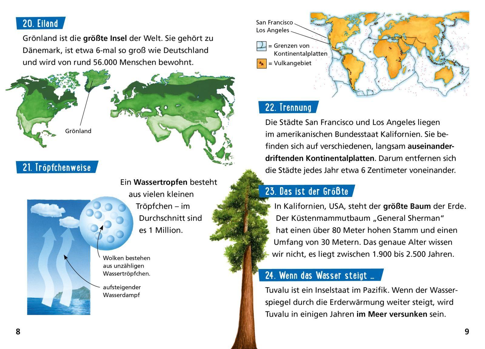 Beispielinhalt (Bild) Pixi Wissen 57: VE 5: Die Erde. 100 erstaunliche Tatsachen