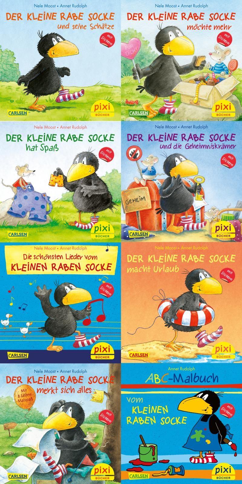 Vorderes Coverbild Pixi-8er-Set 193: Der kleine Rabe Socke mit Stickern (8x1 Exemplar)