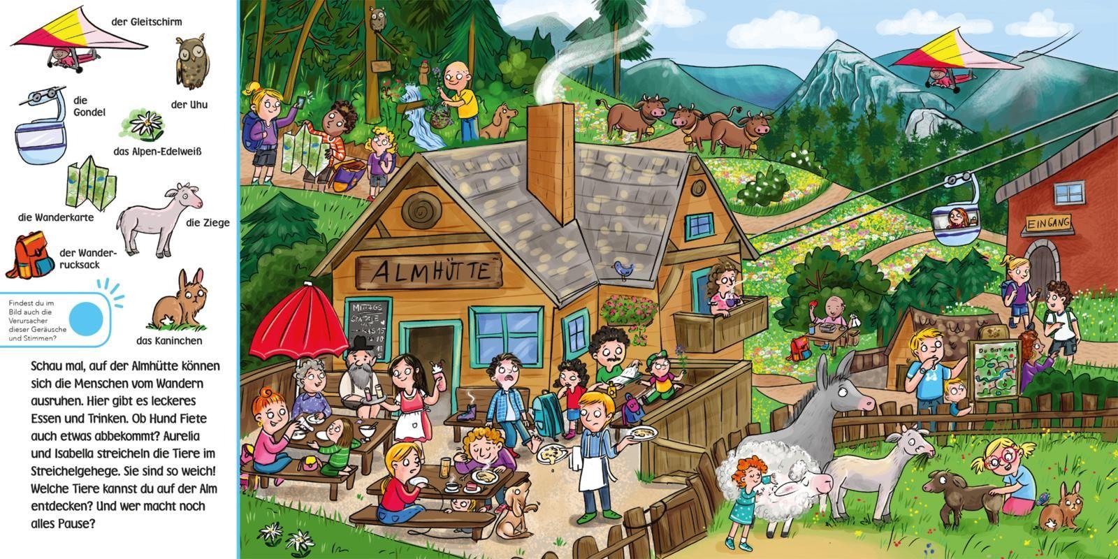 Beispielinhalt (Bild) Hör mal (Soundbuch): Wimmelbuch: Wir machen Urlaub