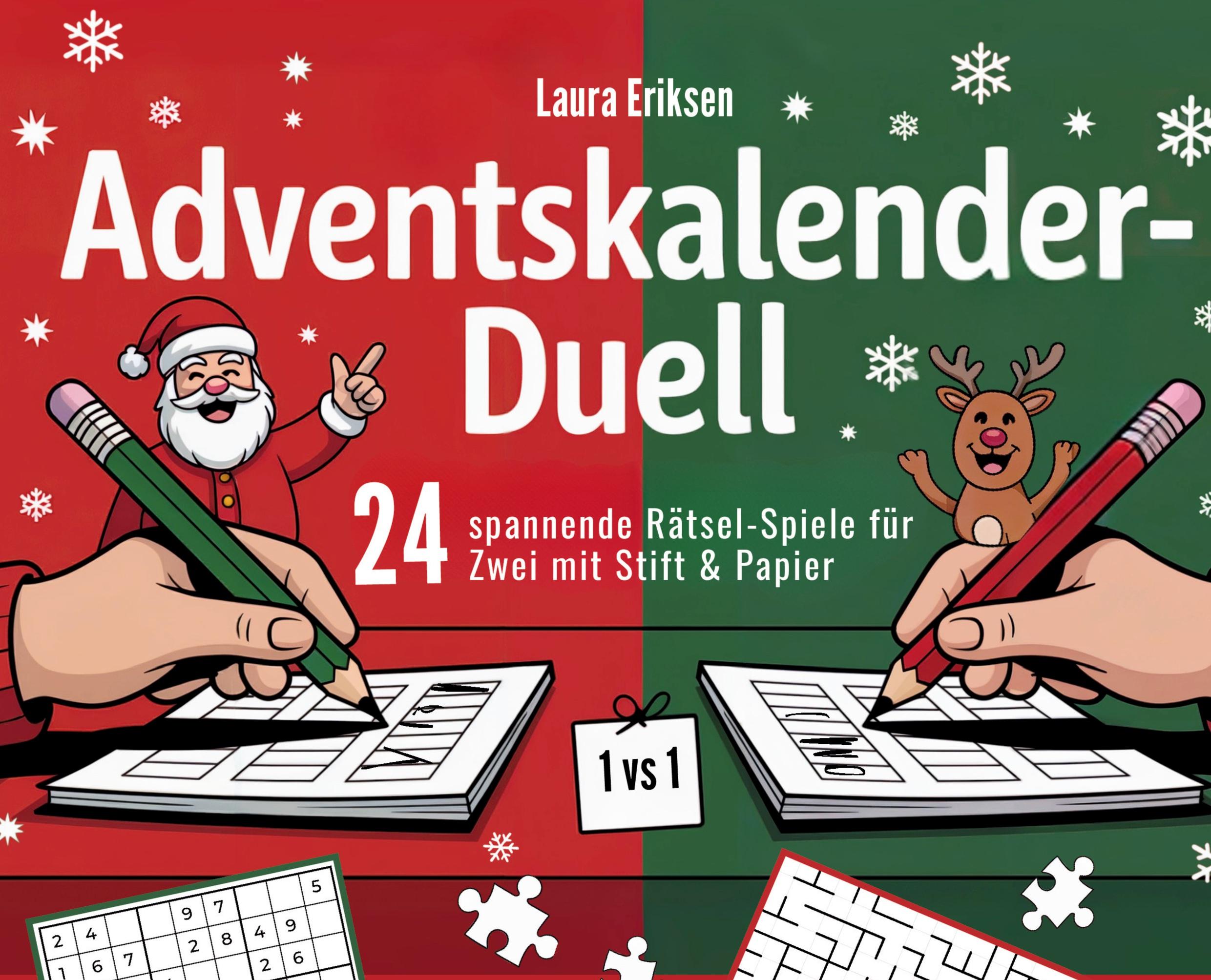 Vorderes Coverbild Adventskalender-Duell: 24 spannende Rätsel-Spiele für Zwei mit Stift & Papier