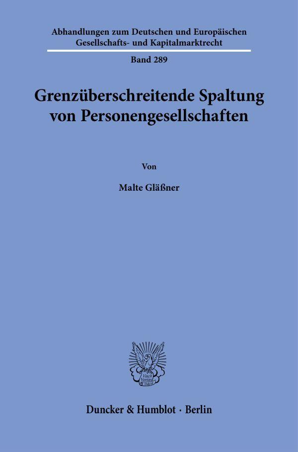 Vorderes Coverbild Grenzüberschreitende Spaltung von Personengesellschaften