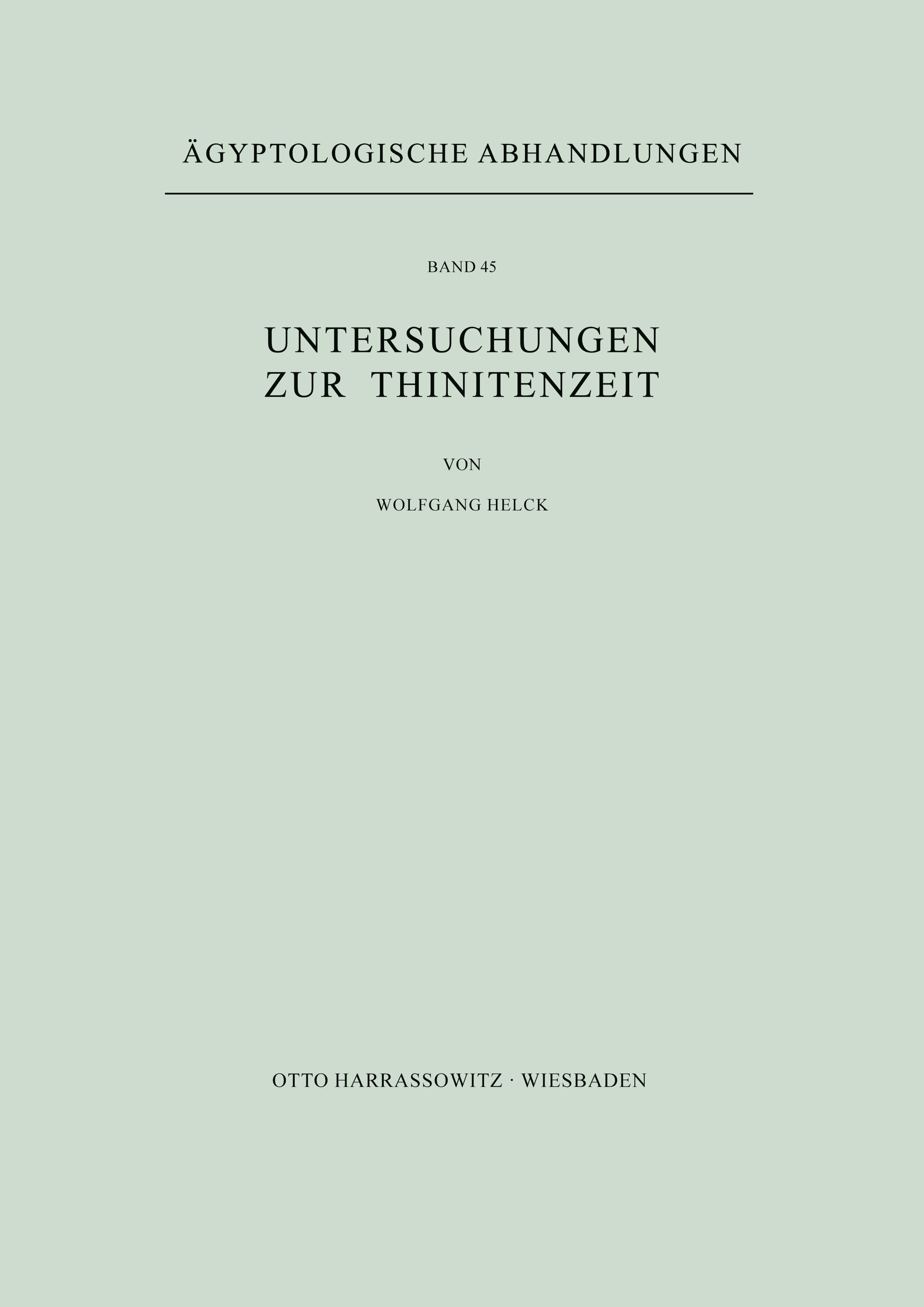 Vorderes Coverbild Untersuchungen zur Thinitenzeit