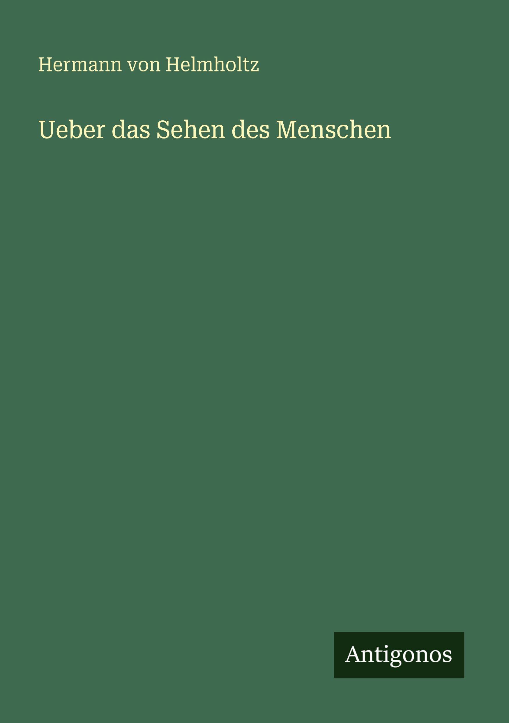 Vorderes Coverbild Ueber das Sehen des Menschen