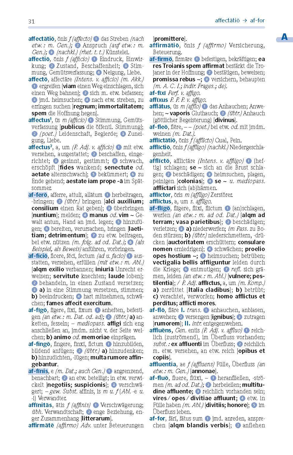 Beispielinhalt (Bild) PONS Das große Schulwörterbuch Latein