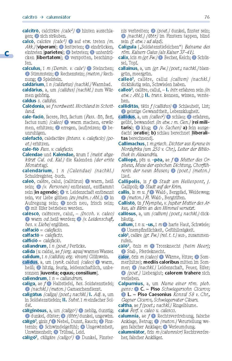 Beispielinhalt (Bild) PONS Das große Schulwörterbuch Latein