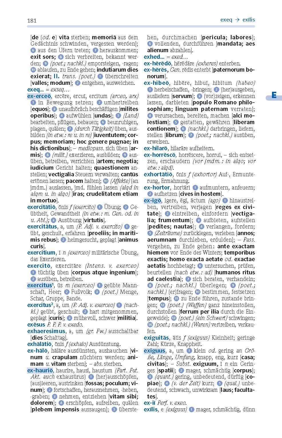 Beispielinhalt (Bild) PONS Das große Schulwörterbuch Latein