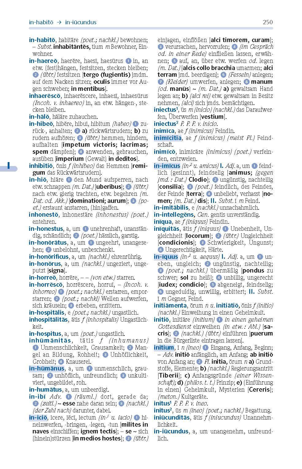 Beispielinhalt (Bild) PONS Das große Schulwörterbuch Latein