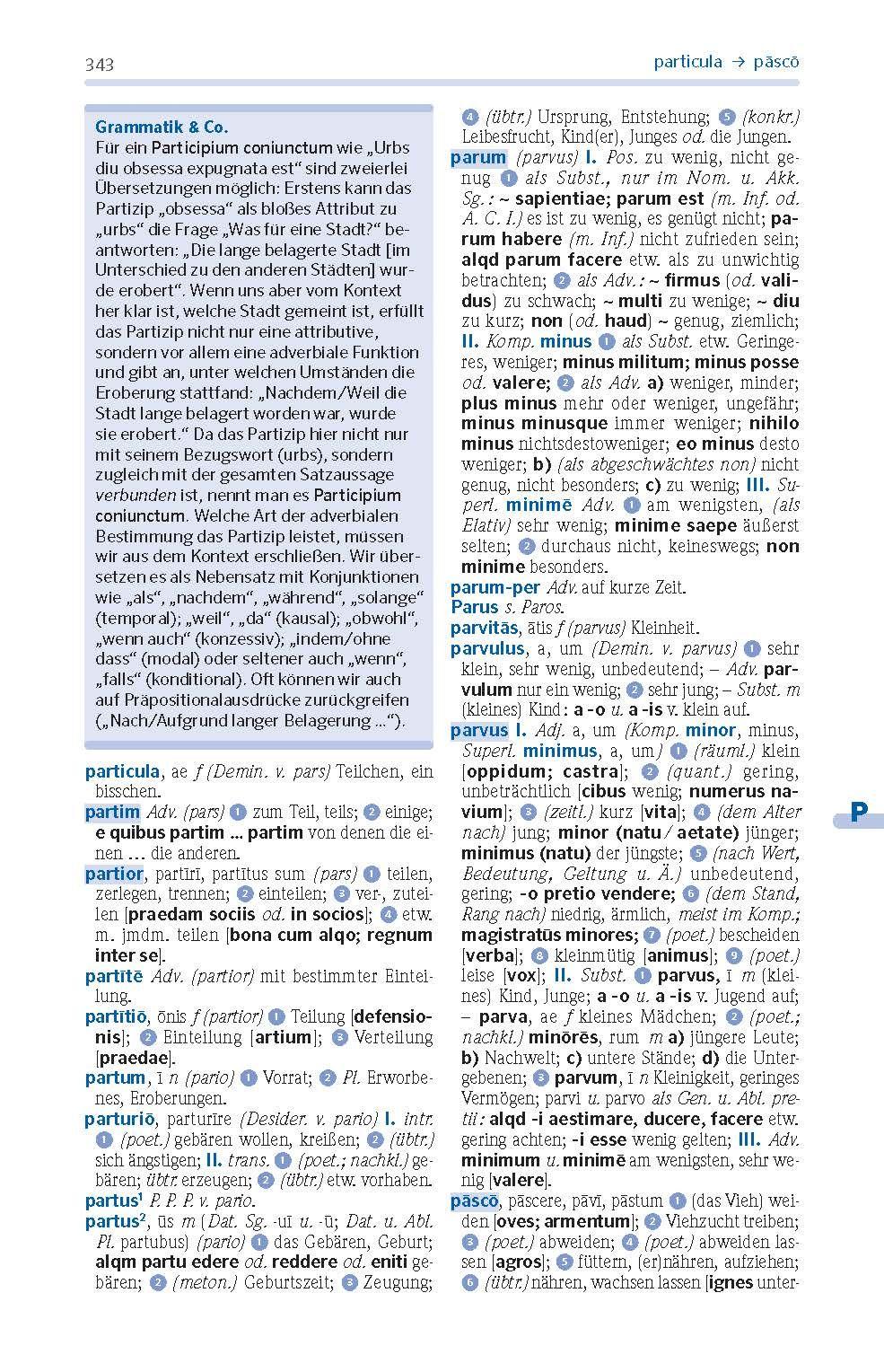 Beispielinhalt (Bild) PONS Das große Schulwörterbuch Latein