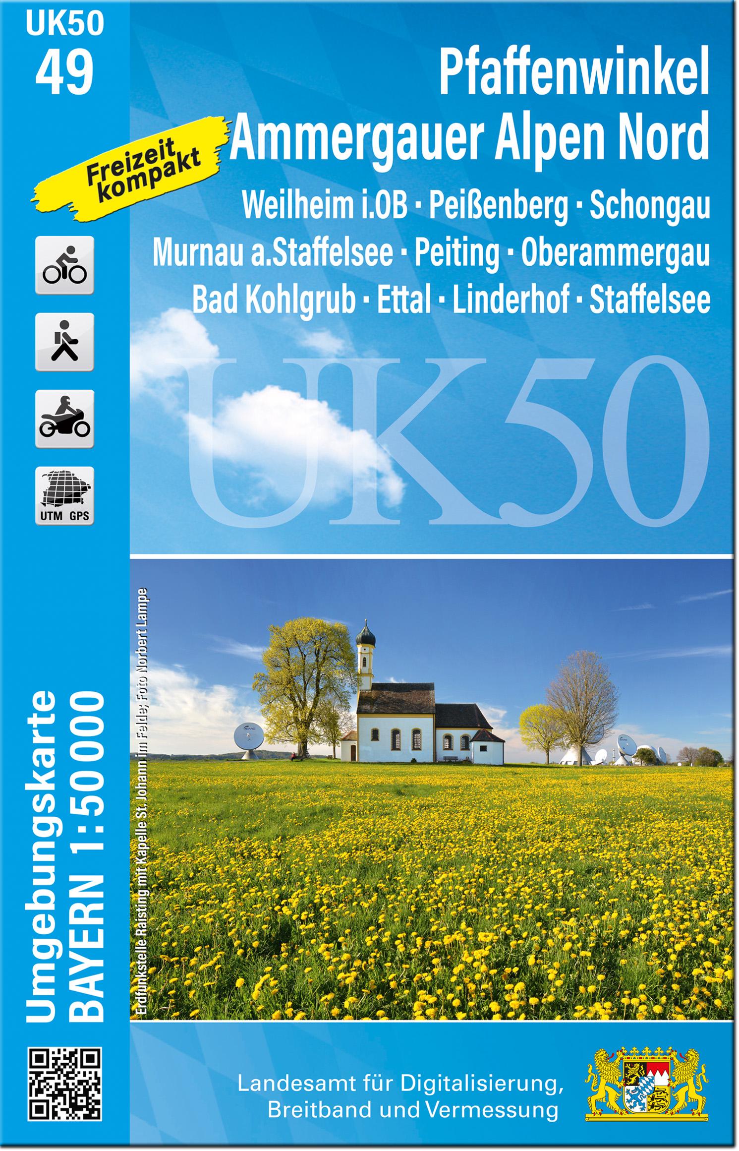 Vorderes Coverbild UK50-49 Pfaffenwinkel, Ammergauer Alpen Nord (Umgebungskarte 1:50000)