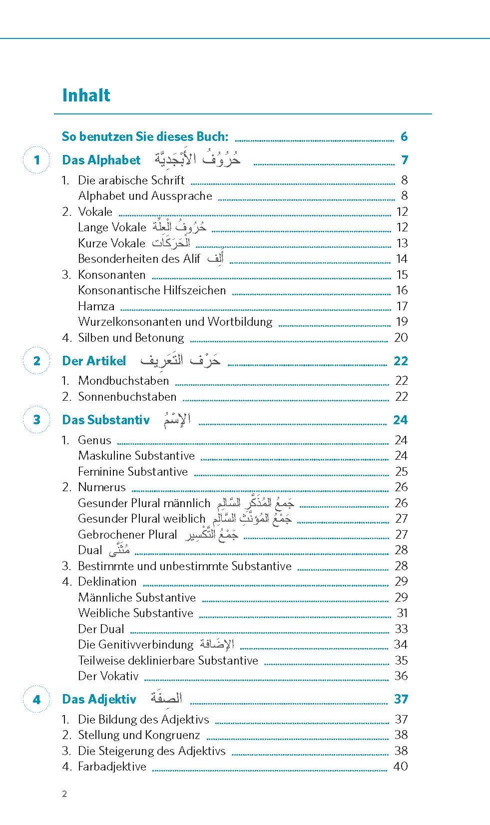 Beispielinhalt (Bild) PONS Grammatik kurz & bündig Arabisch