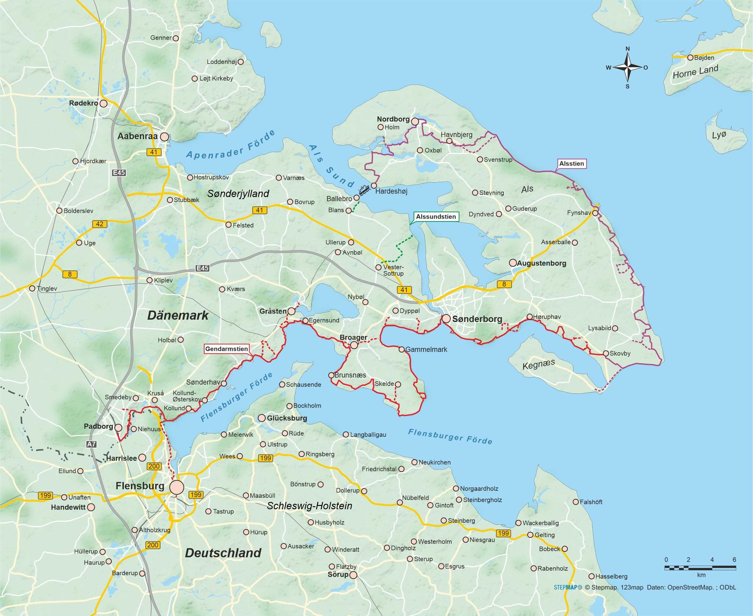 Beispielinhalt (Bild) Dänemark: Gendarmstien mit Alsstien und Alssundstien