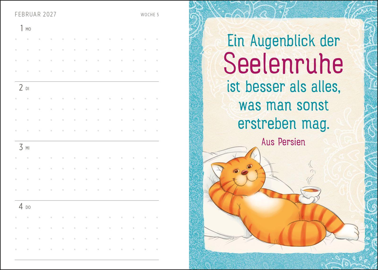 Beispielinhalt (Bild) Buchkalender 2027: Om-Katze: Bloß kein Stress!