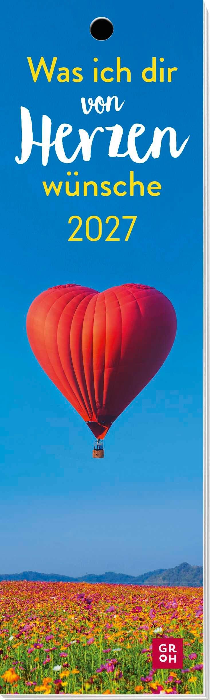 Vorderes Coverbild Lesezeichenkalender 2027: Was ich dir von Herzen wünsche