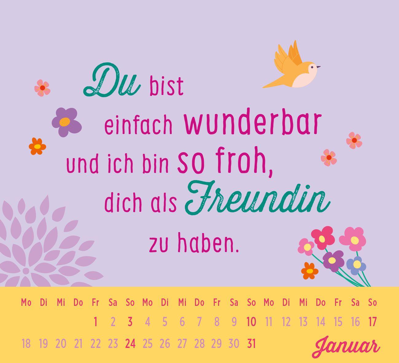 Beispielinhalt (Bild) Mini-Kalender 2027: Für eine tolle Freundin wie dich