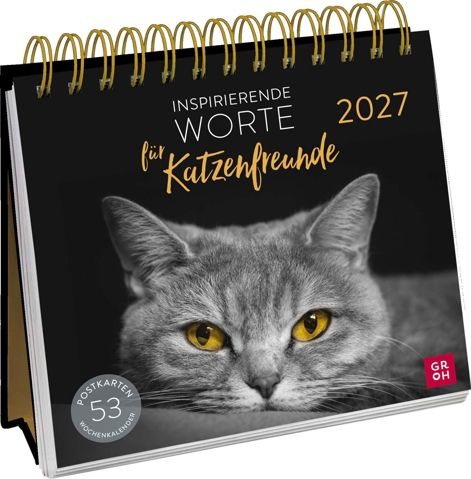 Vorderes Coverbild Postkartenkalender 2027: Inspirierende Worte für Katzenfreunde