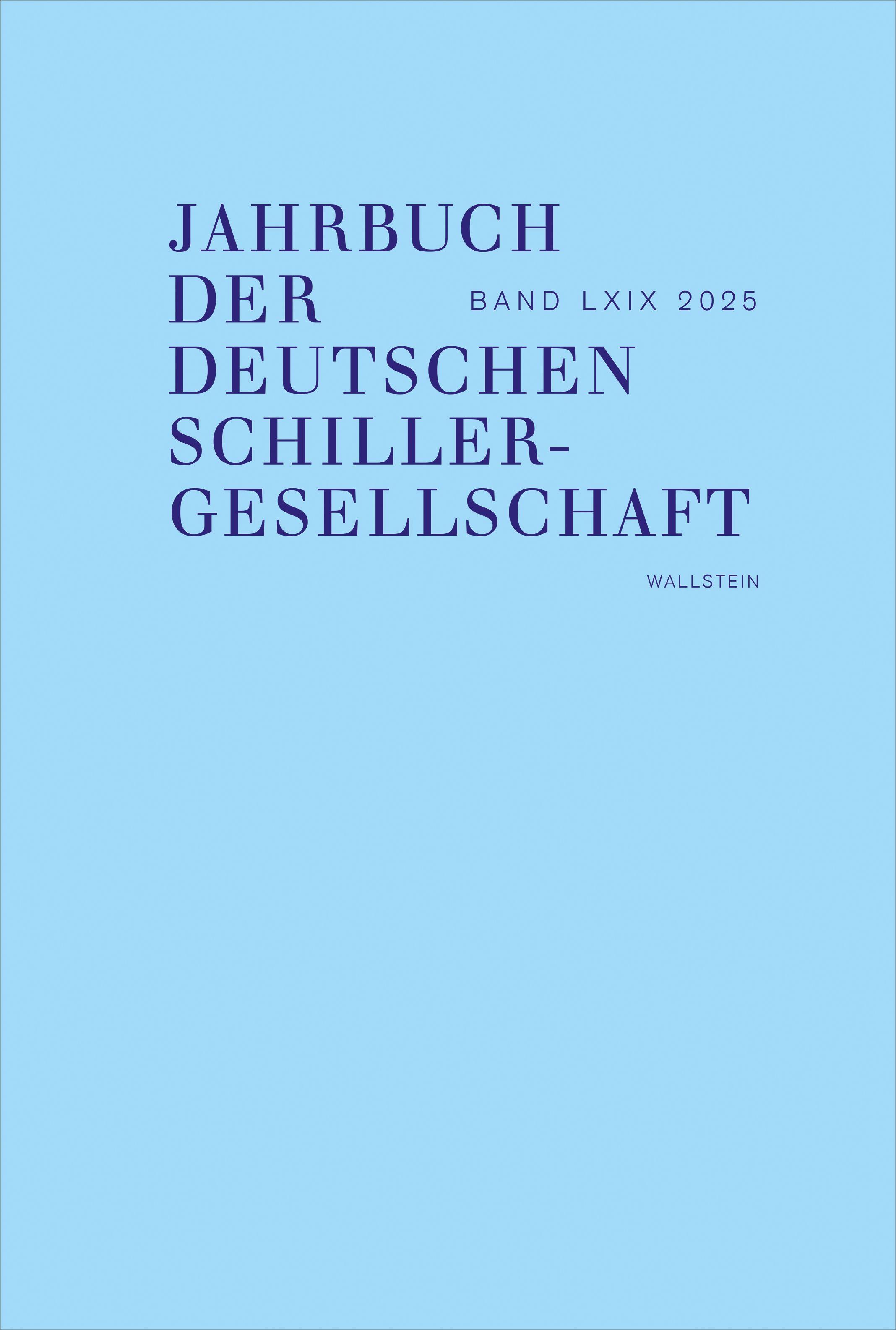 Vorderes Coverbild Jahrbuch der Deutschen Schillergesellschaft 69/2025