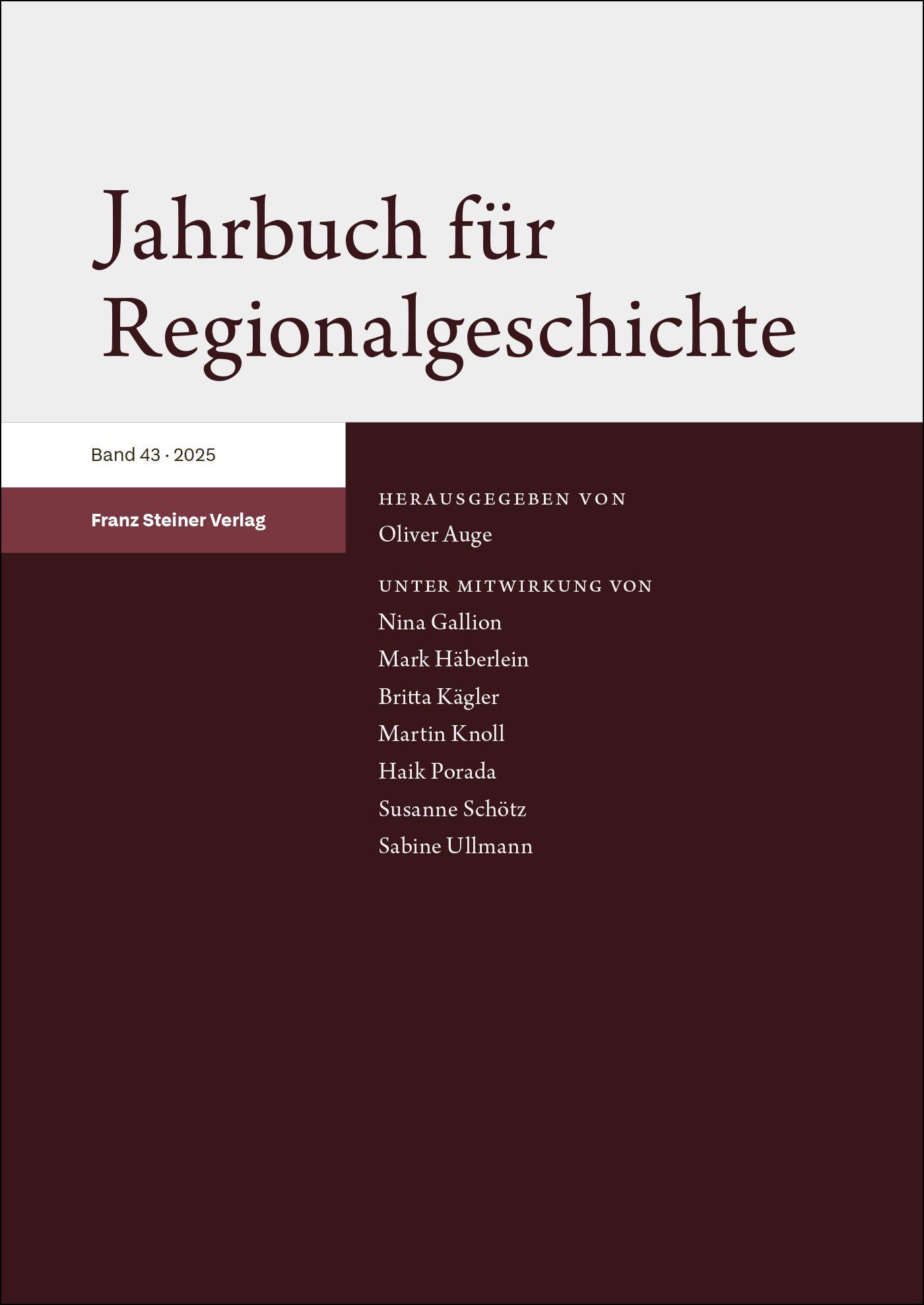 Vorderes Coverbild Jahrbuch für Regionalgeschichte 43 (2025)