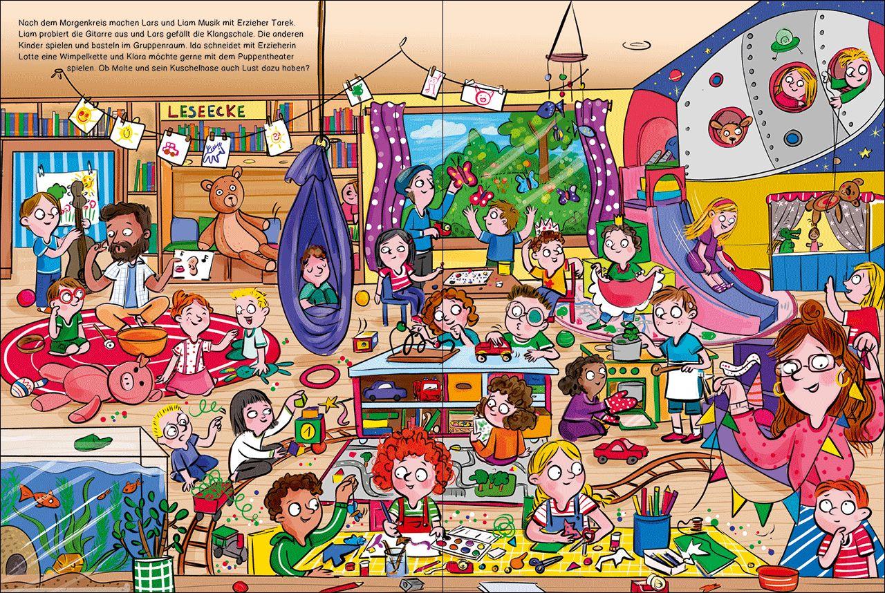 Beispielinhalt (Bild) Mein schönstes Kindergarten-Wimmelbuch