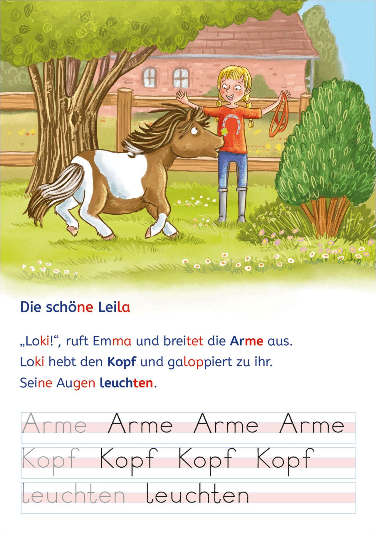 Beispielinhalt (Bild) Leselöwen - Lesen und schreiben lernen mit Spurrillen - Eine ponystarke Freundschaft