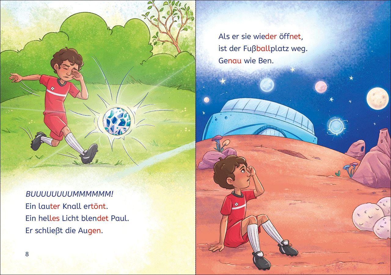 Beispielinhalt (Bild) Leselöwen 1. Klasse - Ein galaktisch gutes Fußballspiel