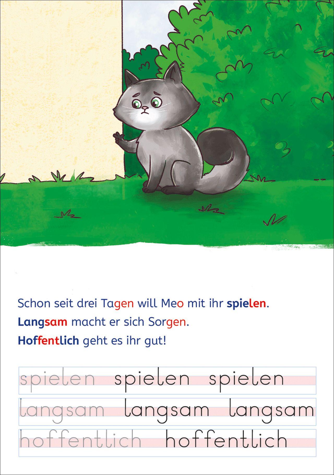 Beispielinhalt (Bild) Leselöwen - Lesen und schreiben lernen mit Spurrillen - Die Katzen-Detektive