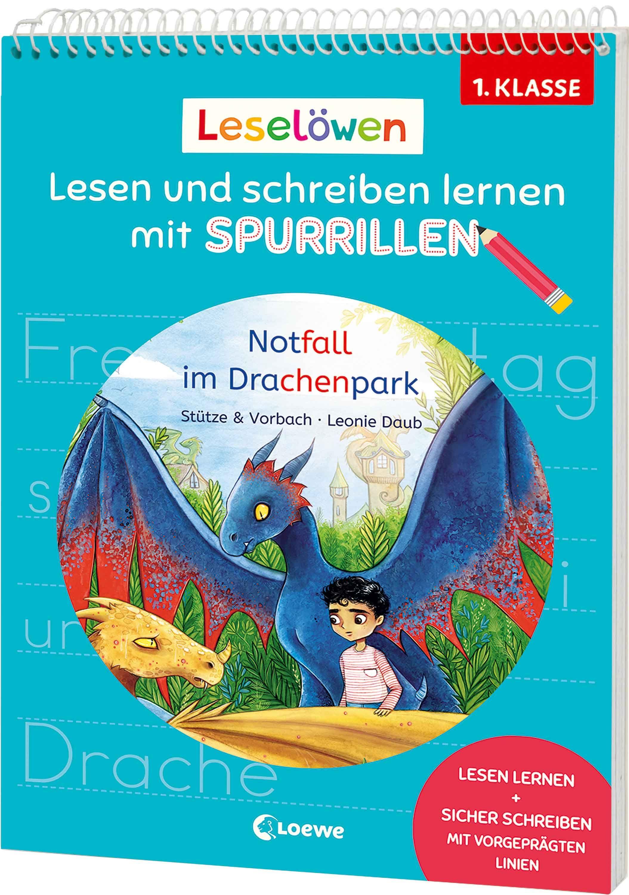 Vorderes Coverbild Leselöwen - Lesen und schreiben lernen mit Spurrillen - Notfall im Drachenpark
