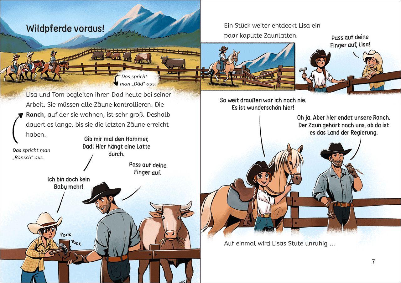 Beispielinhalt (Bild) Leselöwen 3. Klasse - Freiheit für die Mustangs