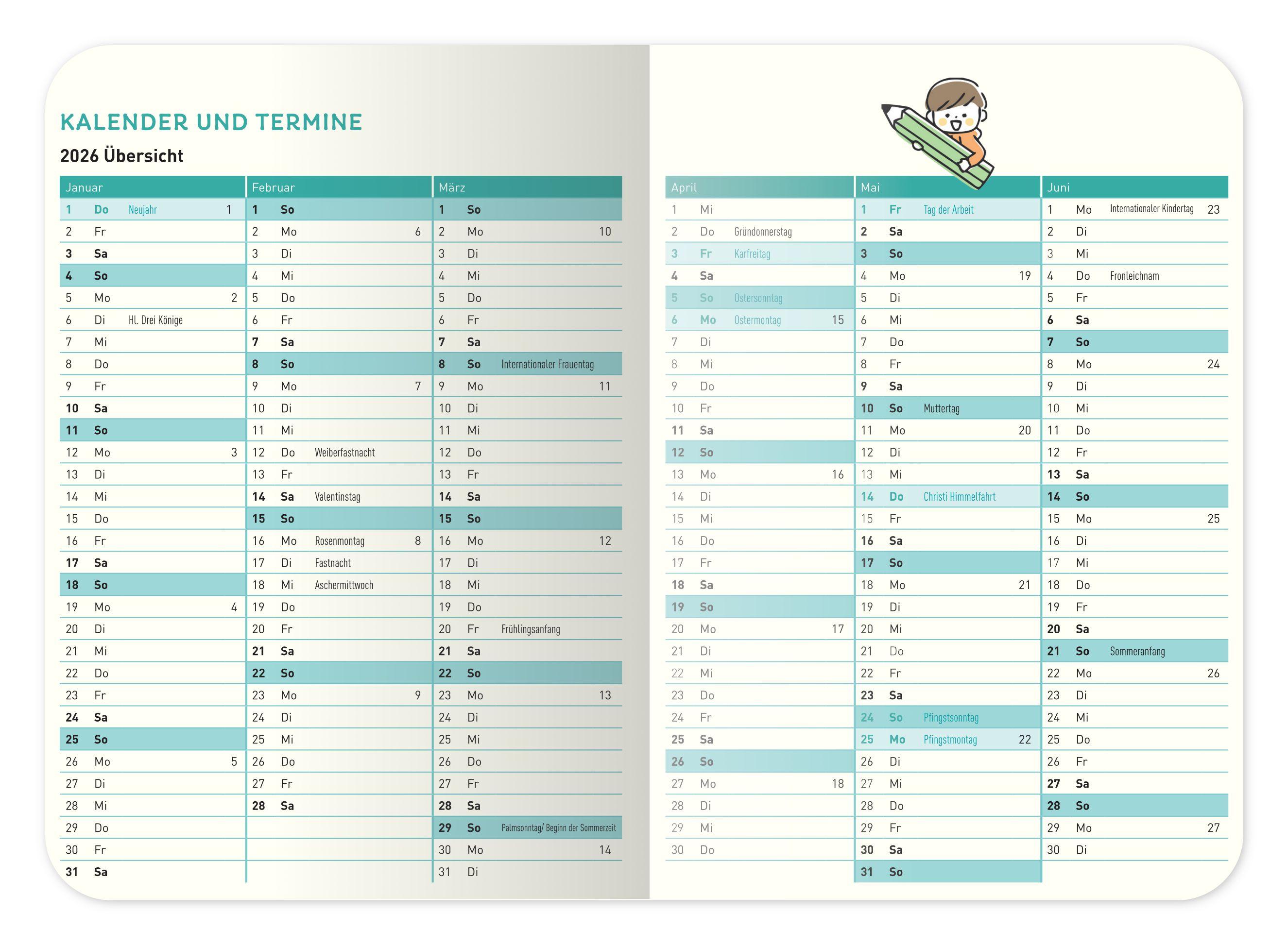 Beispielinhalt (Bild) ErzieherInnenkalender 2026 / 2027