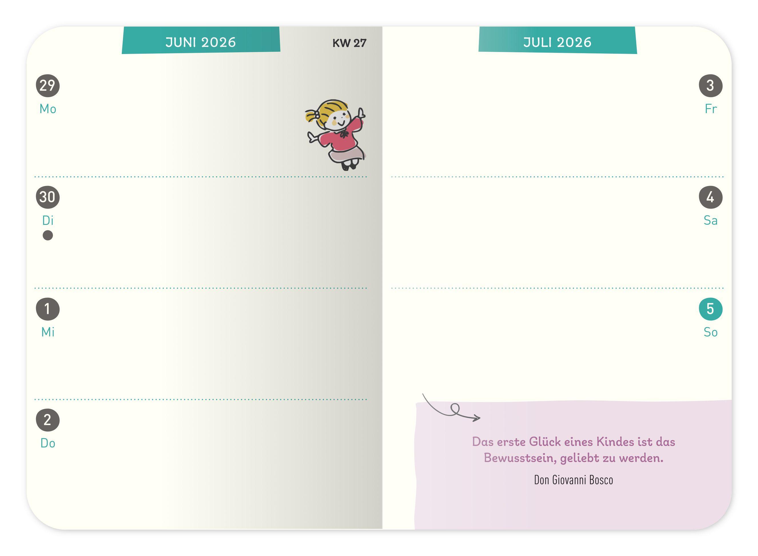 Beispielinhalt (Bild) ErzieherInnenkalender 2026 / 2027