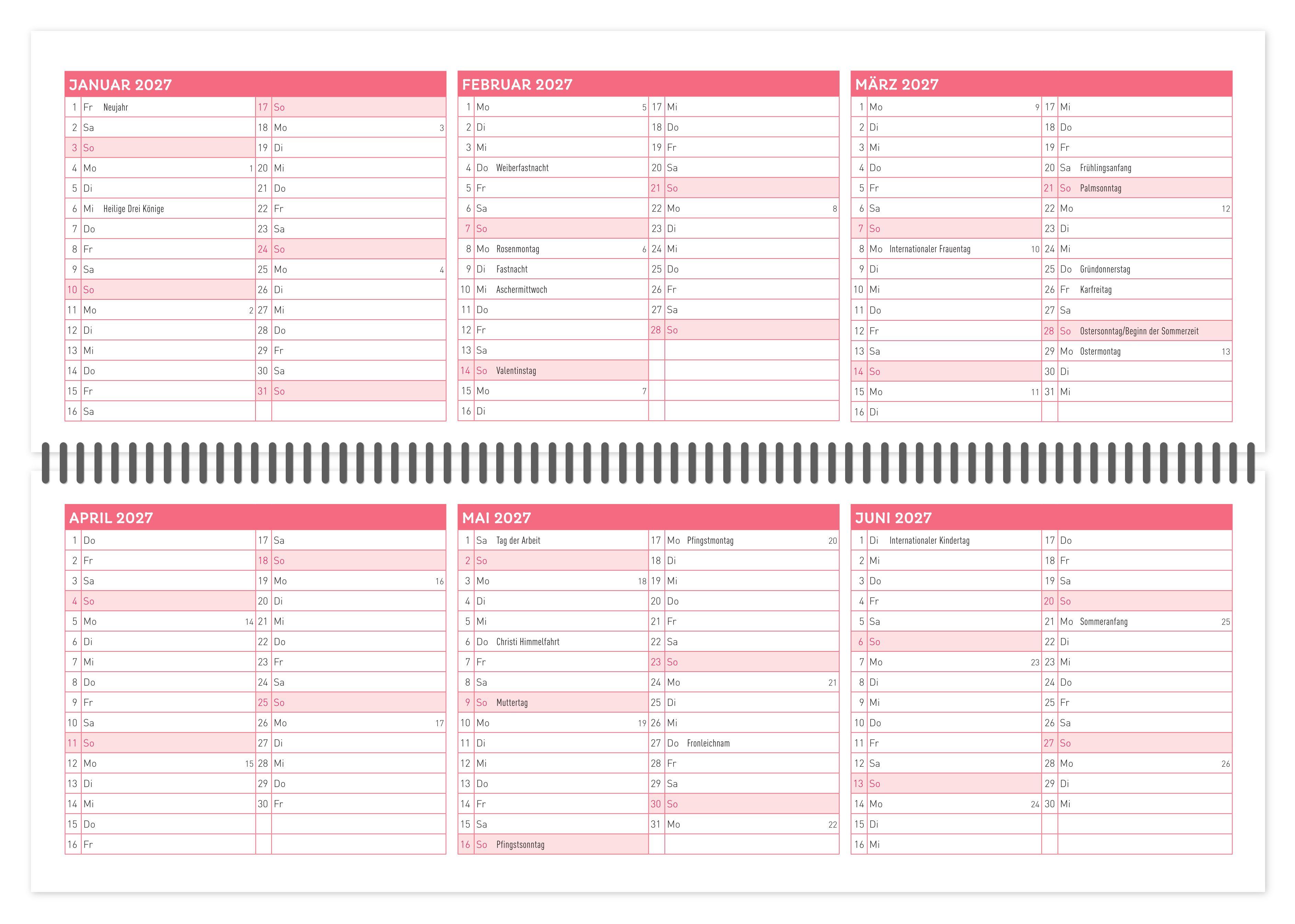 Beispielinhalt (Bild) ErzieherInnen-Tischkalender 2026 / 2027