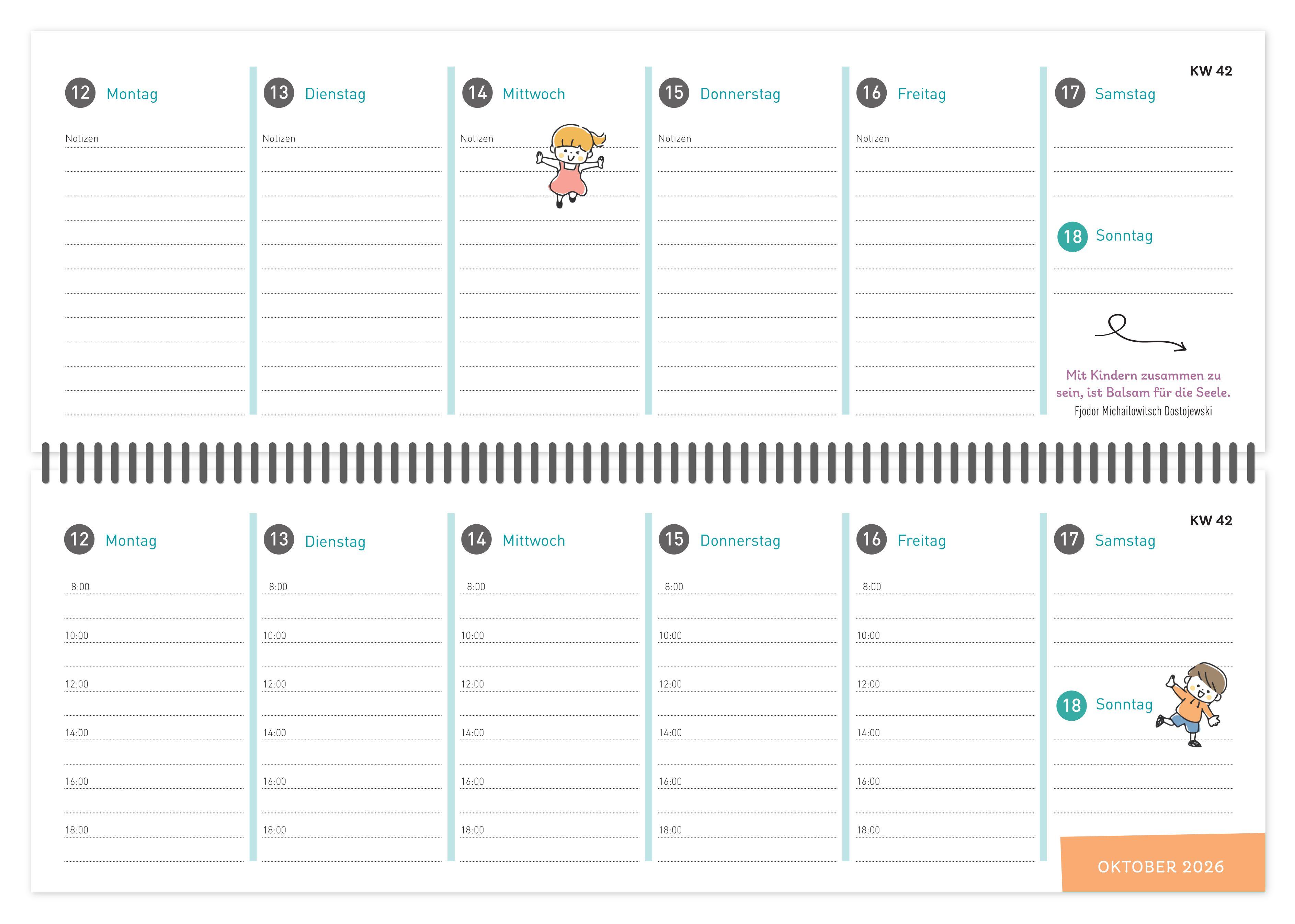 Beispielinhalt (Bild) ErzieherInnen-Tischkalender 2026 / 2027