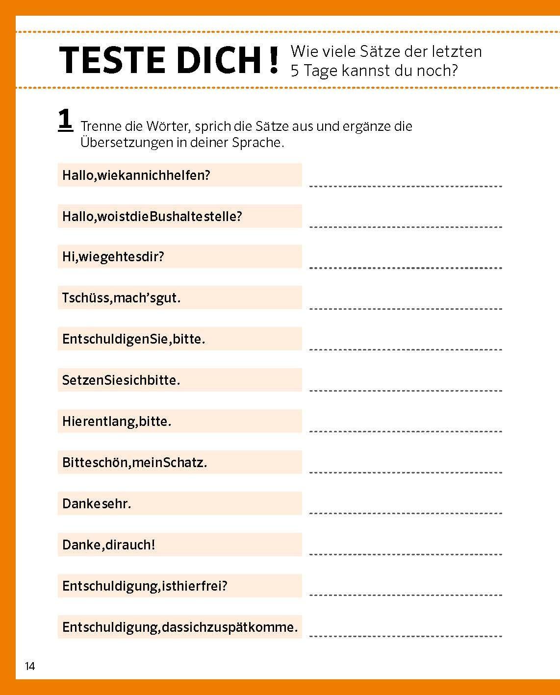 Beispielinhalt (Bild) PONS Von 0 auf 500 Sätze Deutsch