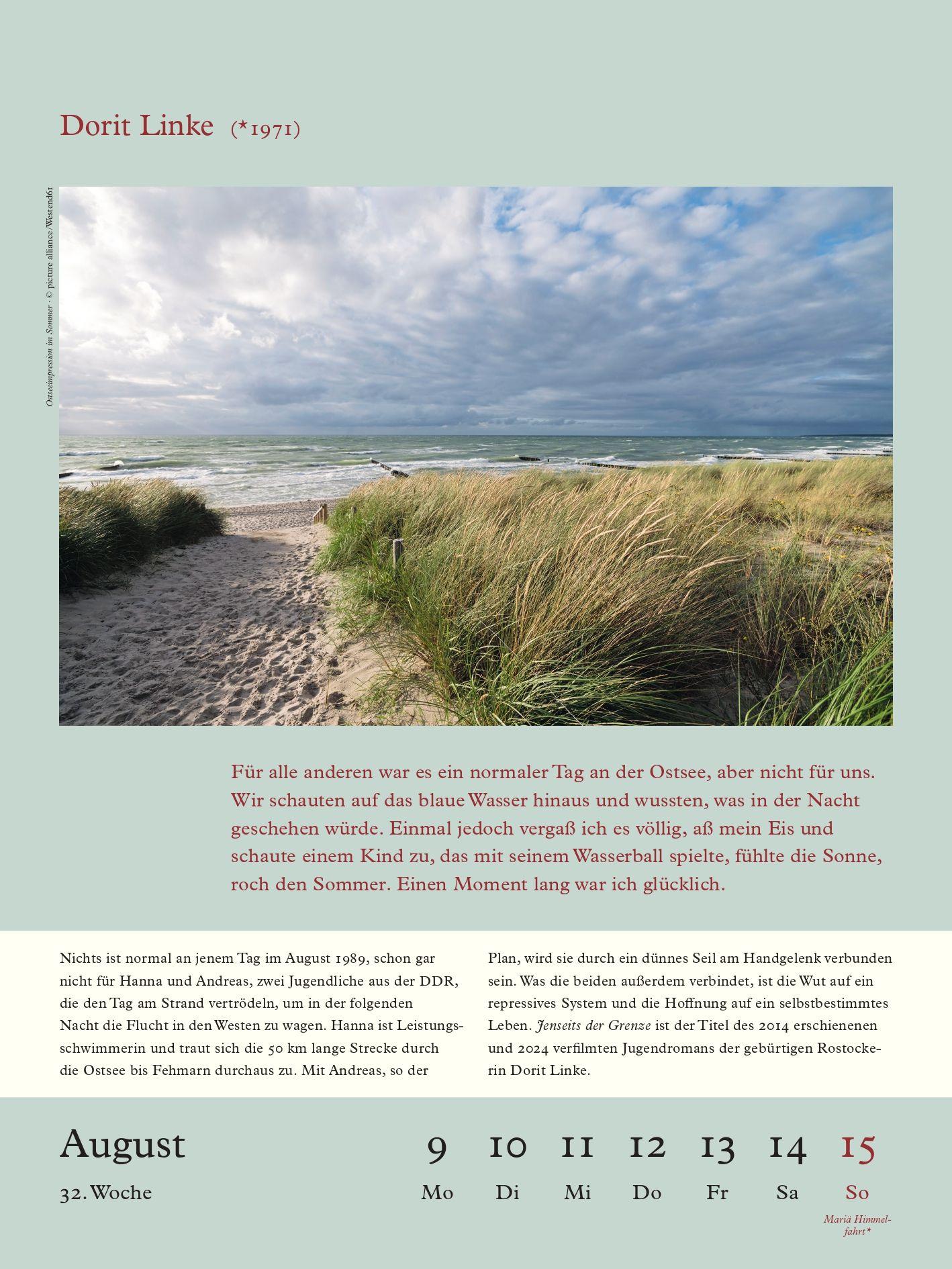 Beispielinhalt (Bild) Literarische Ostsee Kalender 2027