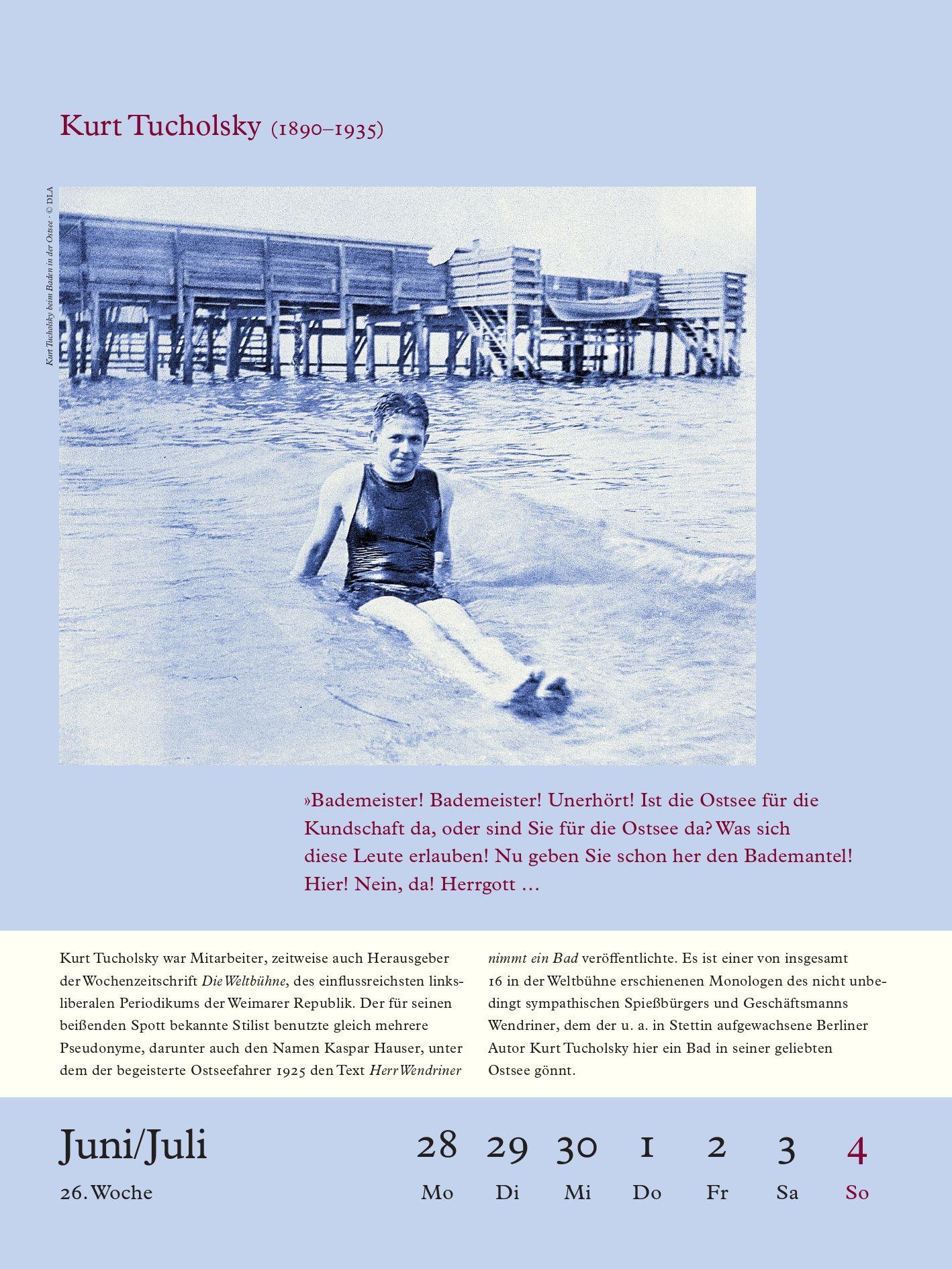 Beispielinhalt (Bild) Literarische Ostsee Kalender 2027