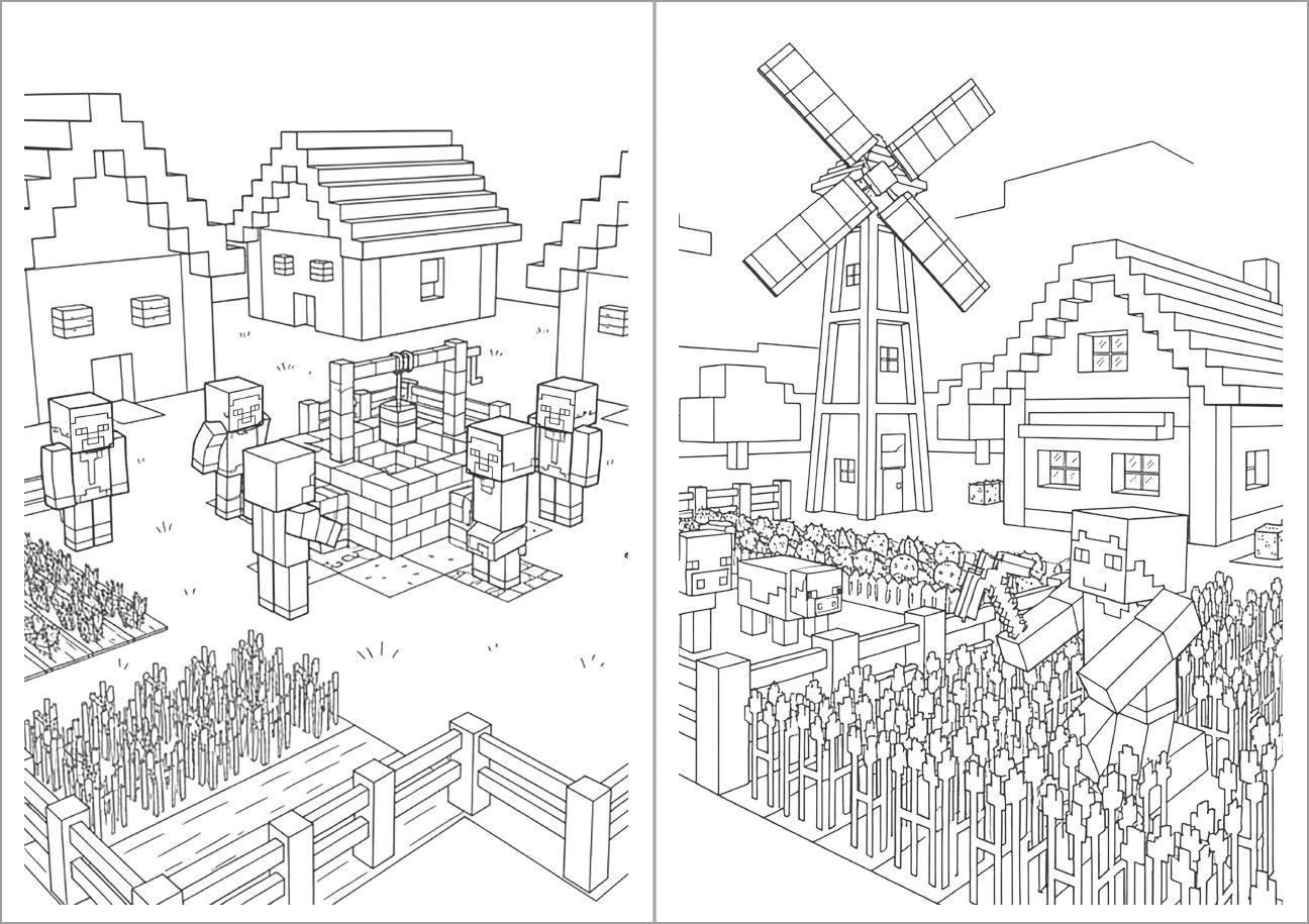 Beispielinhalt (Bild) Das inoffizielle Minecraft Malbuch für Kinder und Jugendliche - zum Ausmalen der Minecraft Welt