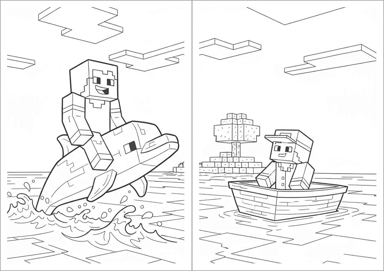 Beispielinhalt (Bild) Das inoffizielle Minecraft Malbuch für Kinder und Jugendliche - zum Ausmalen der Minecraft Welt