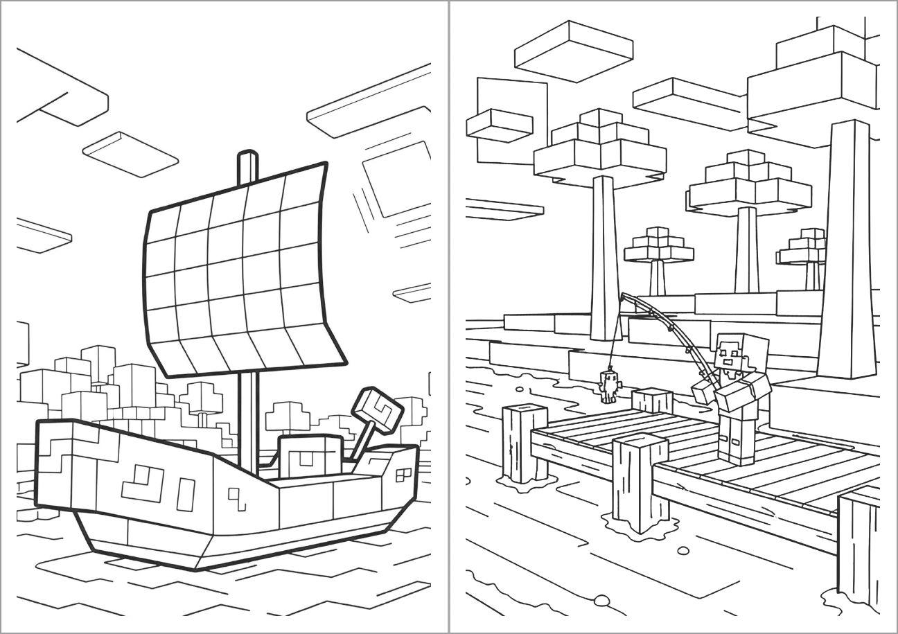 Beispielinhalt (Bild) Das inoffizielle Minecraft Malbuch für Kinder und Jugendliche - zum Ausmalen der Minecraft Welt