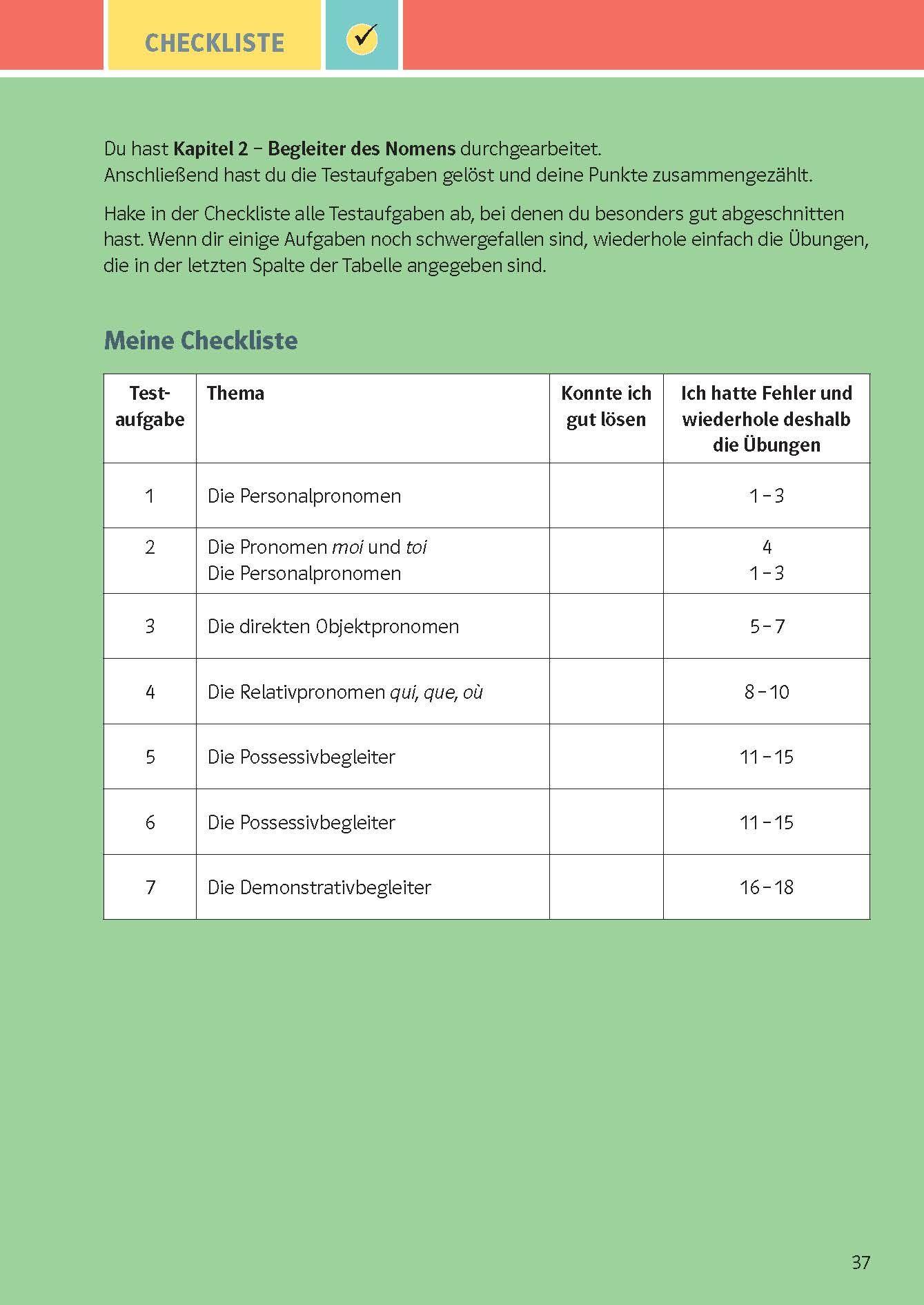Beispielinhalt (Bild) KomplettTrainer Gymnasium Französisch 1. Lernjahr