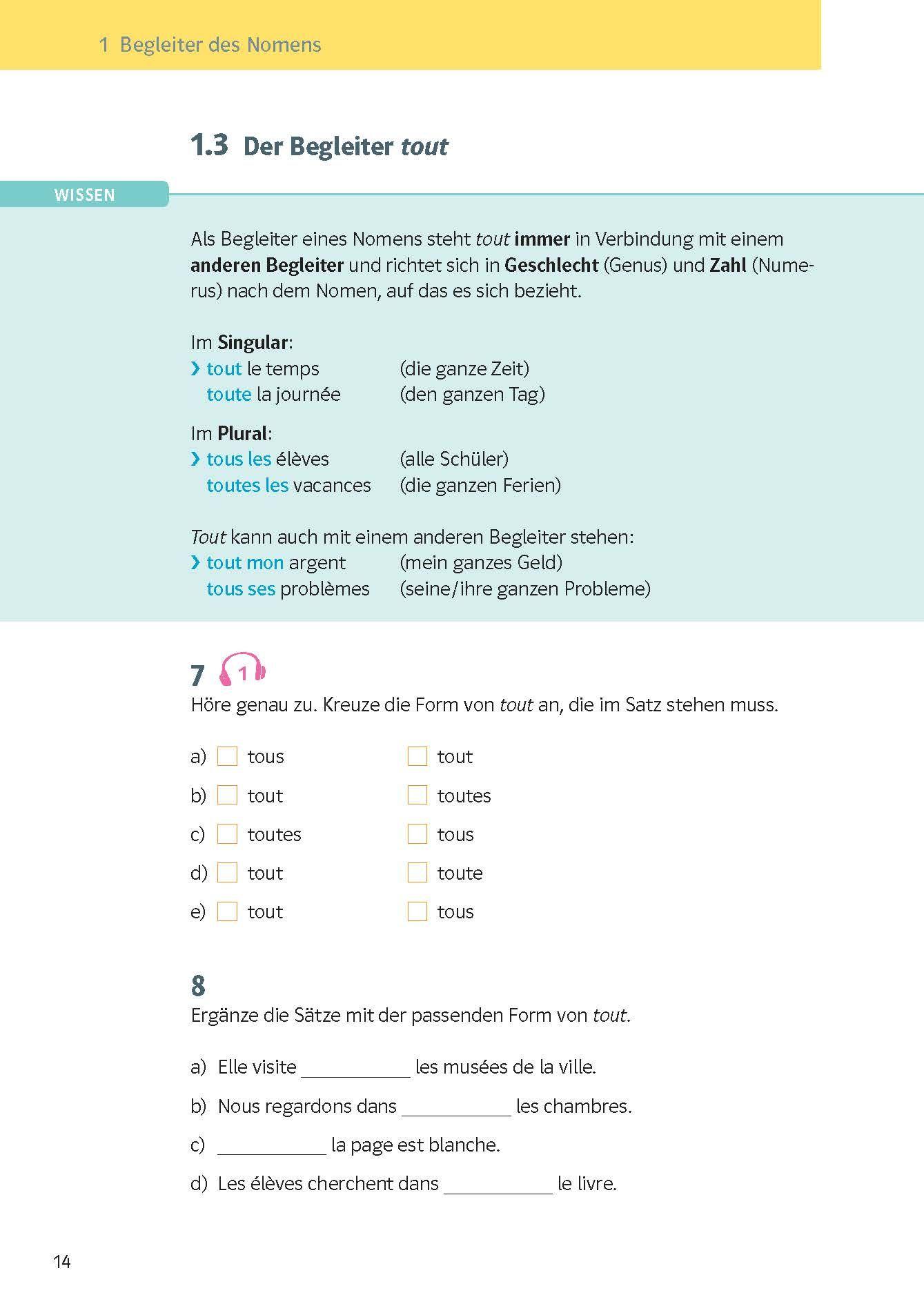 Beispielinhalt (Bild) KomplettTrainer Gymnasium Französisch 2. Lernjahr