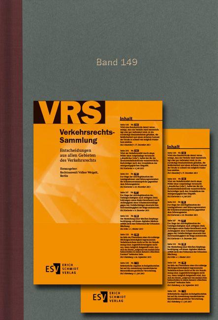 Vorderes Coverbild Verkehrsrechts-Sammlung (VRS) Band 149