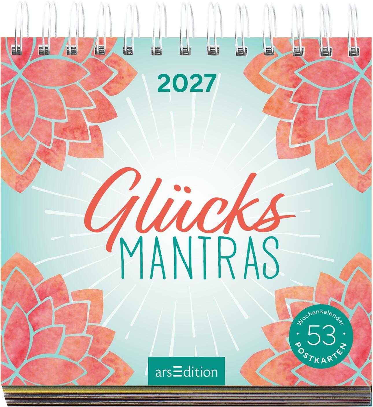 Beispielinhalt (Bild) Postkartenkalender Glücksmantras 2027