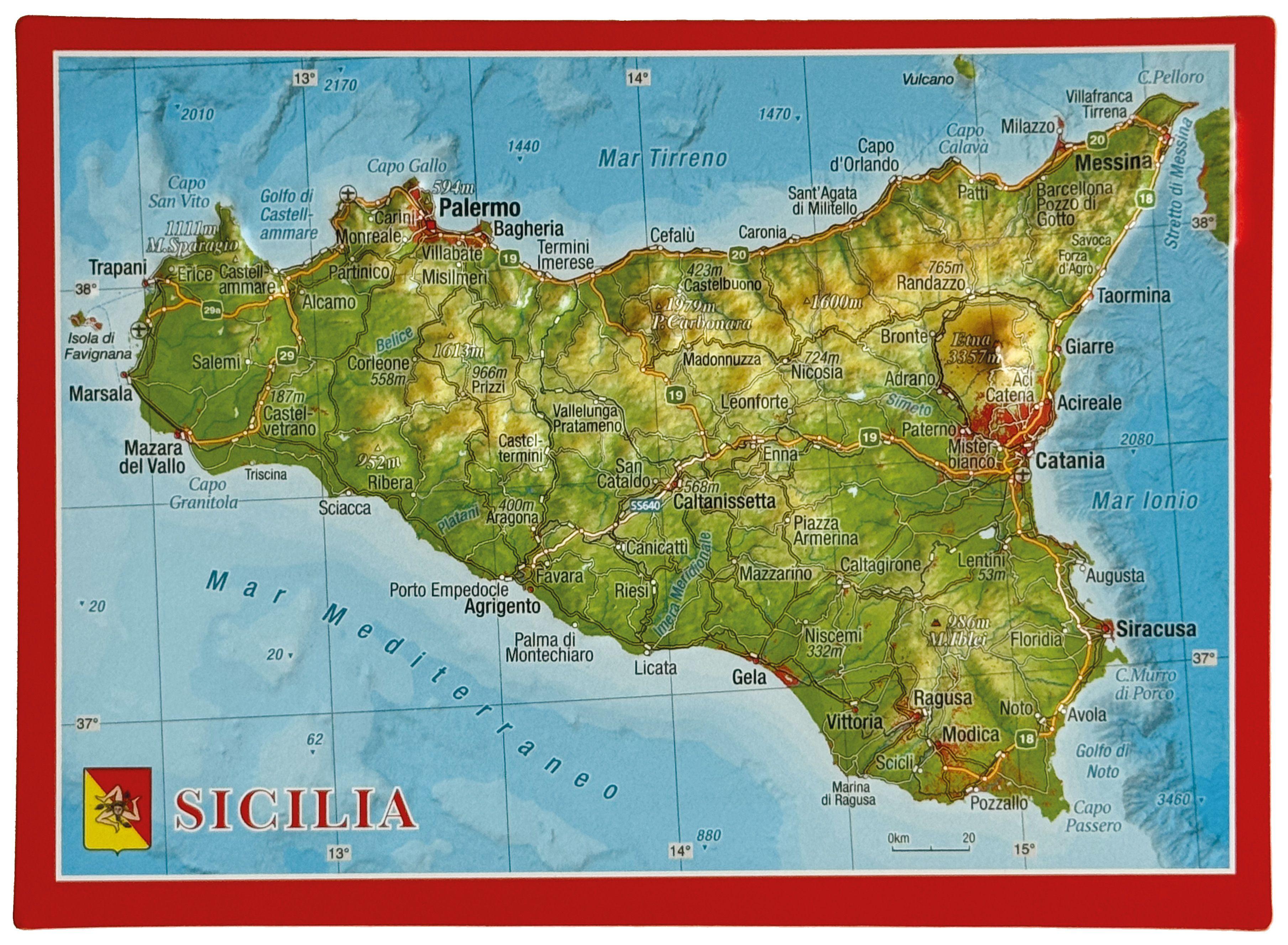 Vorderes Coverbild Reliefpostkarte Sizilien