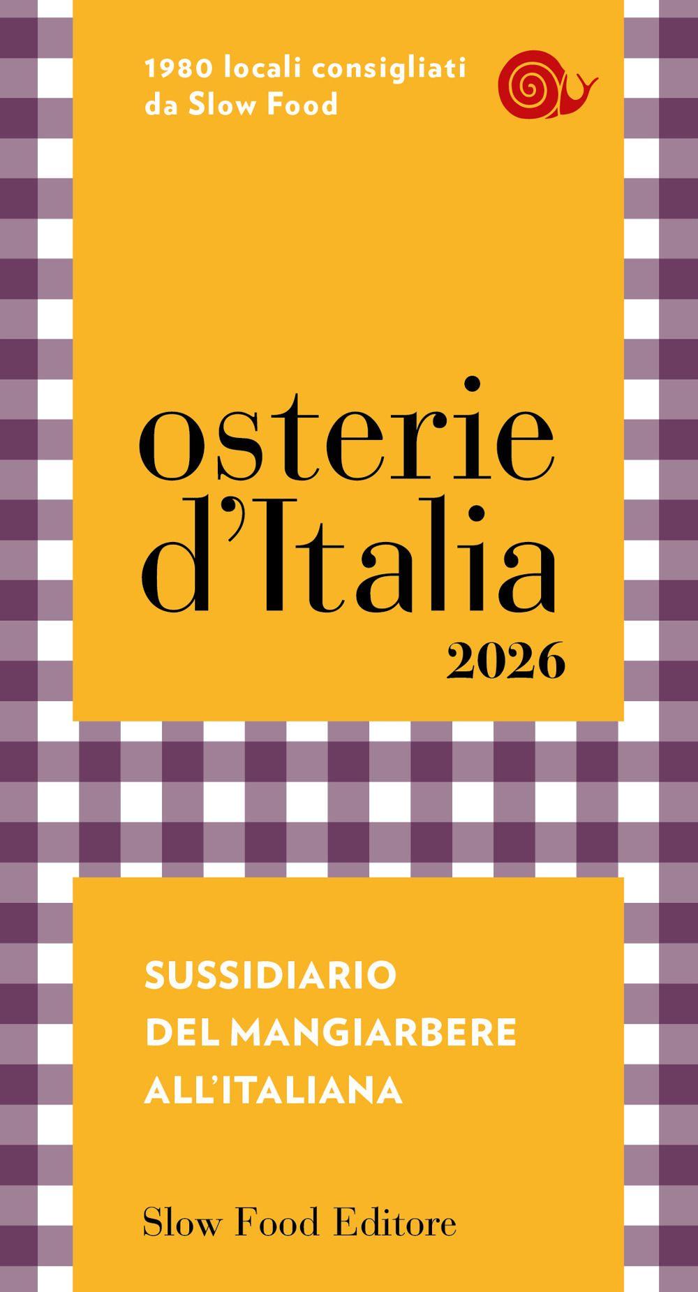 Vorderes Coverbild Osterie d'Italia 2026. Sussidiario del mangiarbere all'italiana