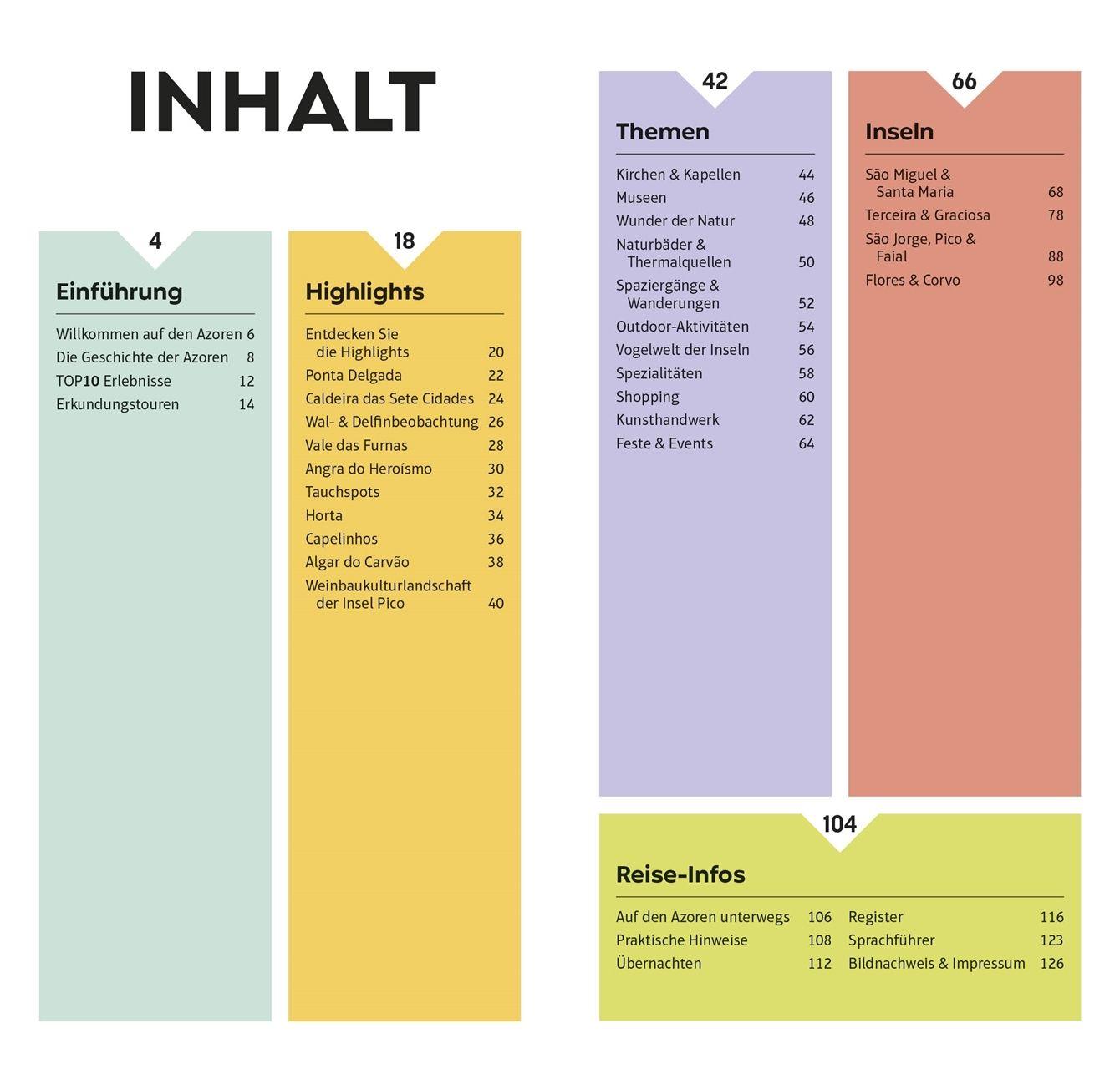 Beispielinhalt (Bild) TOP10 Reiseführer Azoren