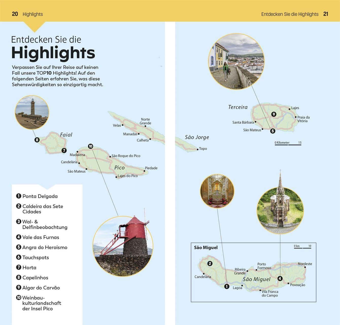 Beispielinhalt (Bild) TOP10 Reiseführer Azoren