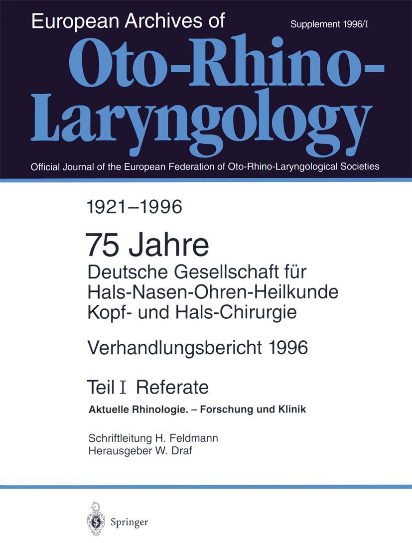 Vorderes Coverbild Verhandlungsbericht 1996 der Deutschen Gesellschaft für Hals-Nasen-Ohren-Heilkunde, Kopf- und Hals-Chirurgie