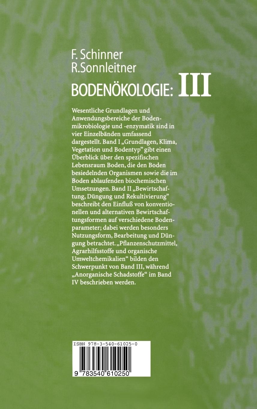 Rückseitencover Bodenökologie: Mikrobiologie und Bodenenzymatik Band III