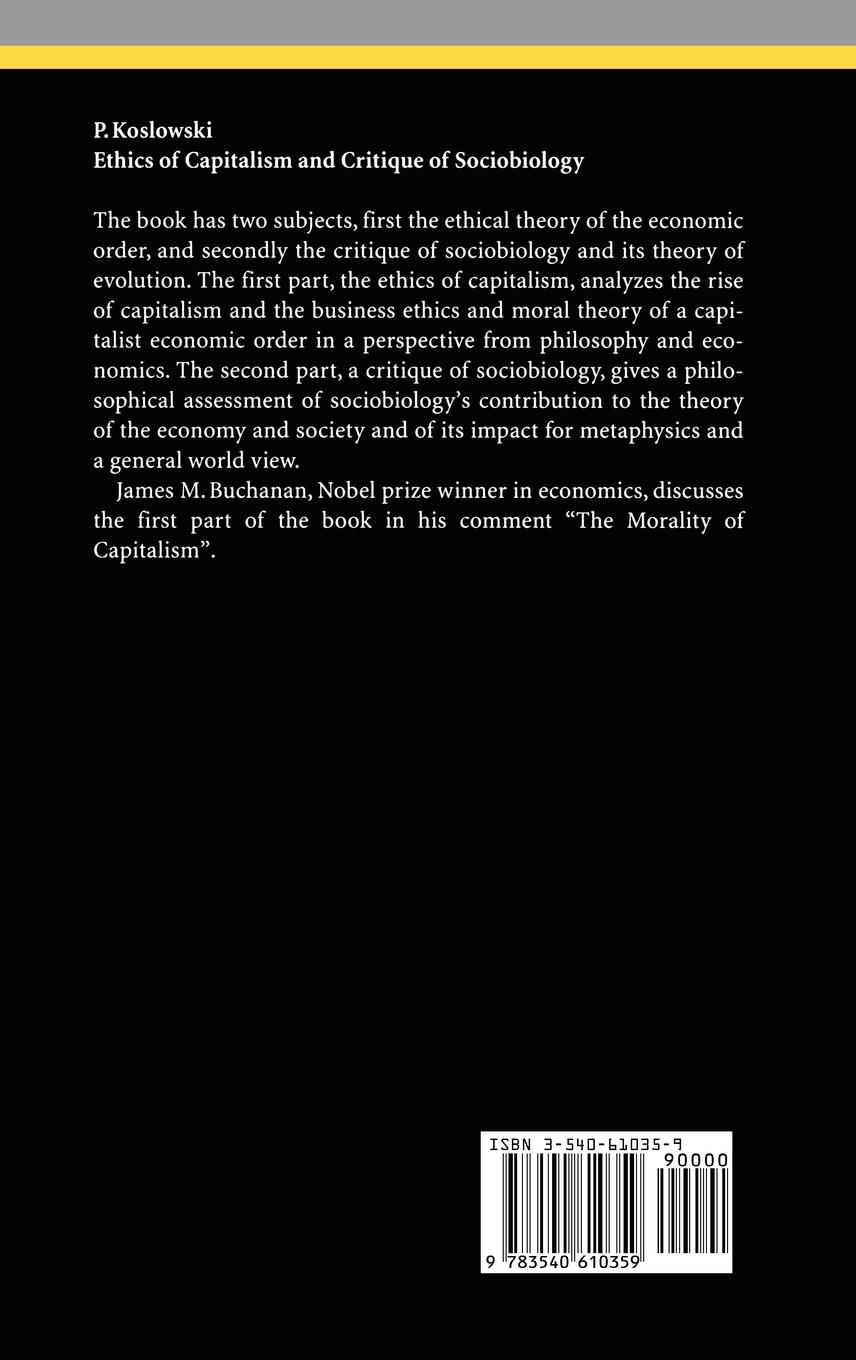 Rückseitencover Ethics of Capitalism and Critique of Sociobiology